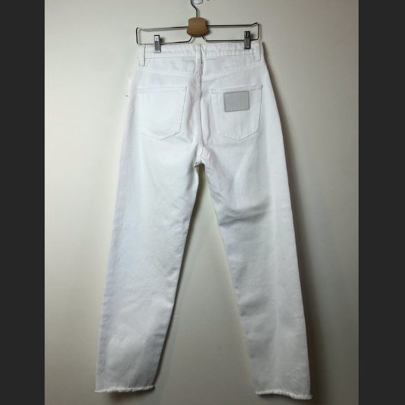Sandro White Theater Frayed high-rise Step-hem Jeans bnwot - Picture 5 of 10